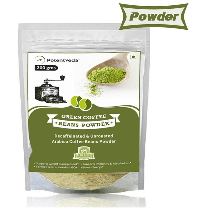 Potentveda Unroasted Arabica Green Coffee Beans Powder