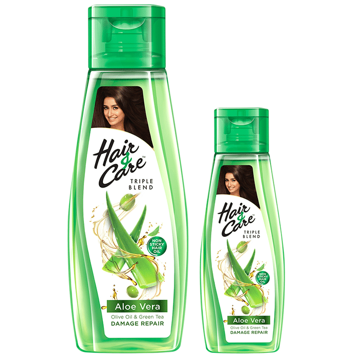 Hair & Care Triple Blend Aloe Vera Olive Oil & Green Tea Damage Repair Hair Oil with Hair & Care 100ml Hair Oil
