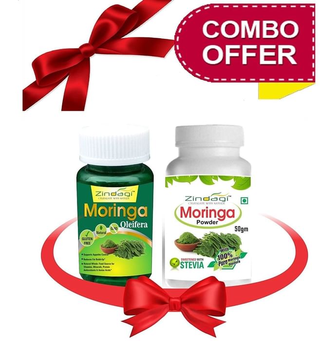 Zindagi Combo Pack of Moringa 60 Capsules & Moringa Powder 50gm