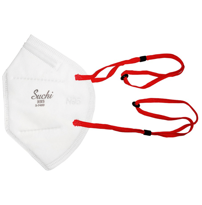 Suchi N 95 Face Mask with Adjustable Overhead Loop White