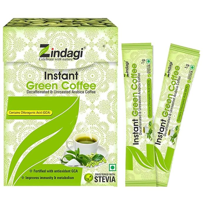 Zindagi Instant Green Coffee Powder (Buy 4 Get 1 Free - 20 Sachet of 1 gm in Each Pack)