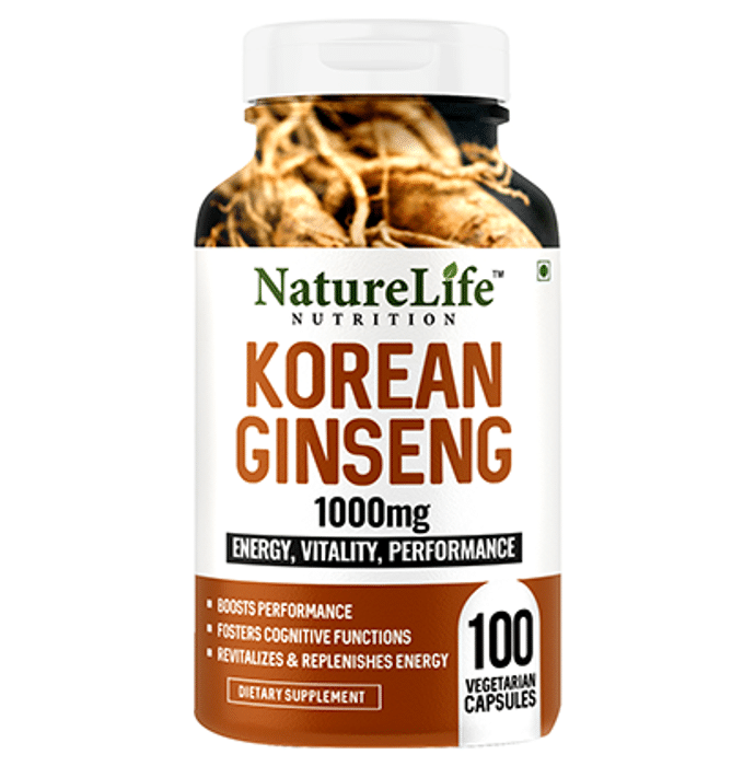 Nature Life Nutrition Korean Ginseng 1000mg Vegetarian Capsule