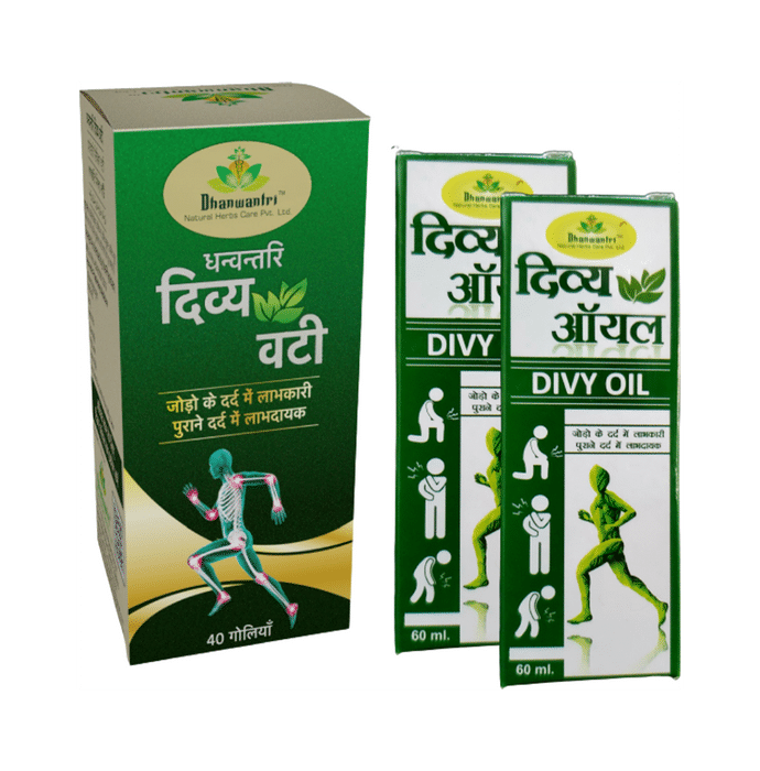 Dhanwantri Divy Vati 40 Tablet and 2 Divy Oil(60ml Each)