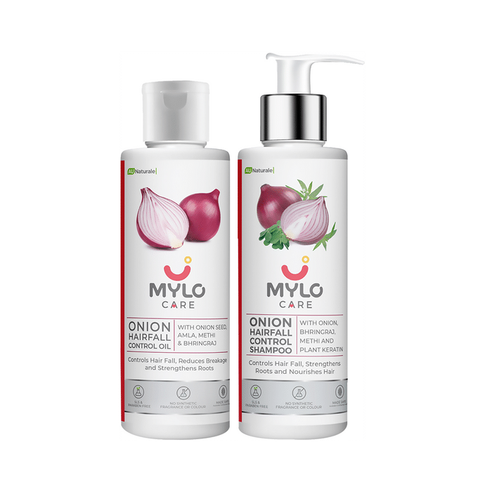 Mylo Care Combo Pack of Onion Hair Fall Control Oil and Onion Hairfall Control Shampoo (200ml Each)
