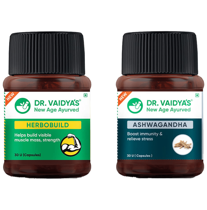Dr. Vaidya's Combo Pack of Herbobuild Capsule (30) and Ashwagandha Capsule (30)