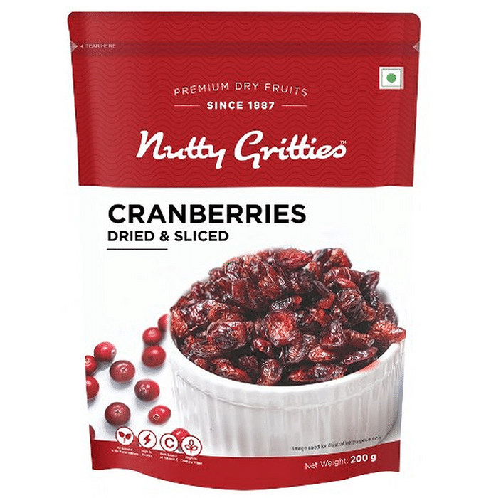 Nutty Gritties Dried & Sliced Cranberries (200gm Each)