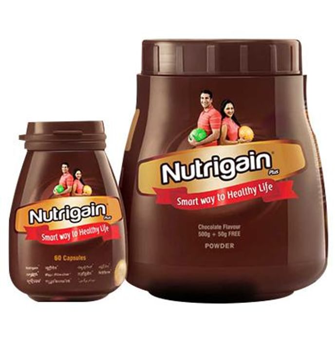 Ayurwin Combo Pack OF Nutrigain Plus, 60Caps & Nutrigain Plus Powder, 500gm (Chocolate)