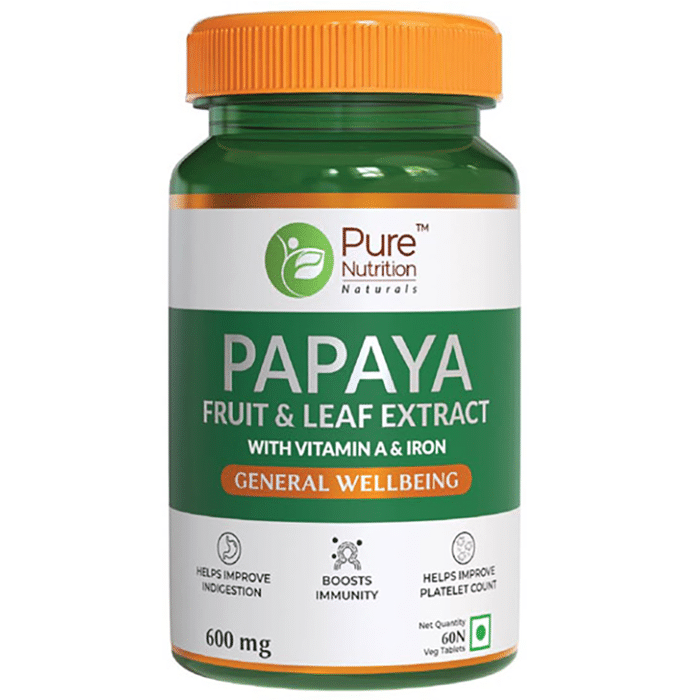 Pure Nutrition Papaya Fruit & Leaf Extract 600mg Veg Tablet