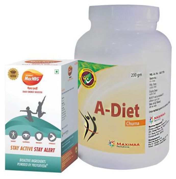 Proyurveda Weight Loss Combo Pack of A-Diet Powder 200gm & Maxnrg Capsule 60