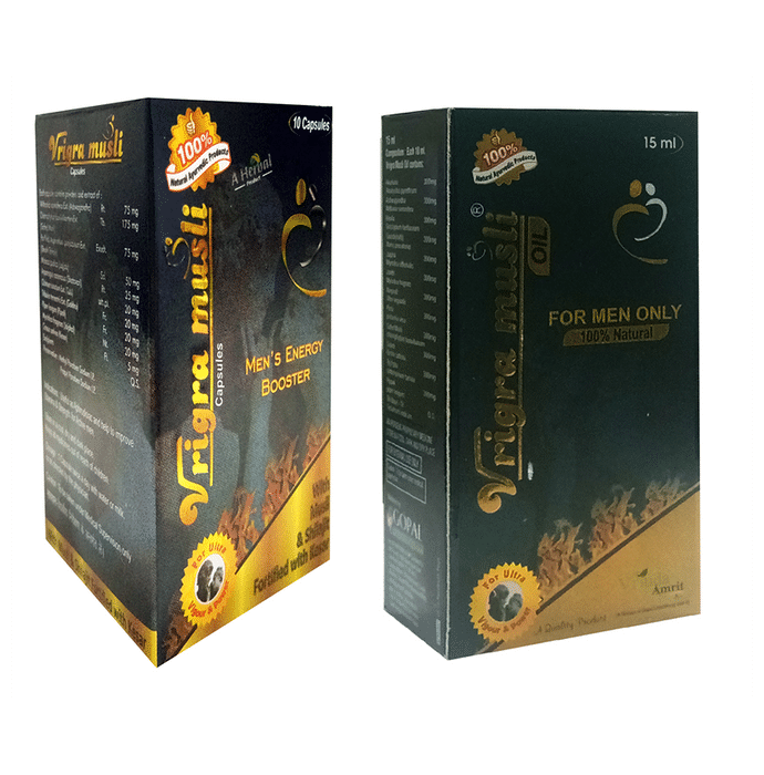 Vrigra Combo Pack of Viagra Musli Capsules 10 & Viagra Musli Oil 15ml for Men