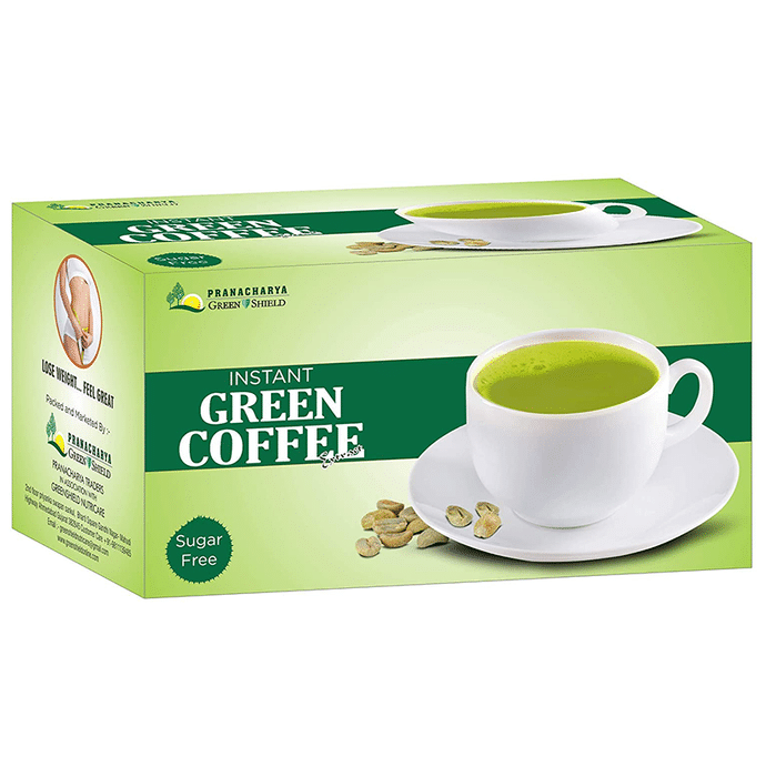 Pranacharya Green Shield Instant Green Coffee Extract Sachets (20 Each) Sugar Free
