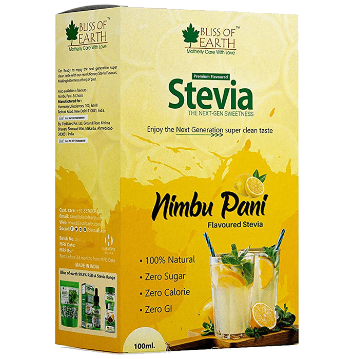 Bliss of Earth Premium Flavoured Stevia The Next-Gen Sweetness Liquid Nimbu Pani