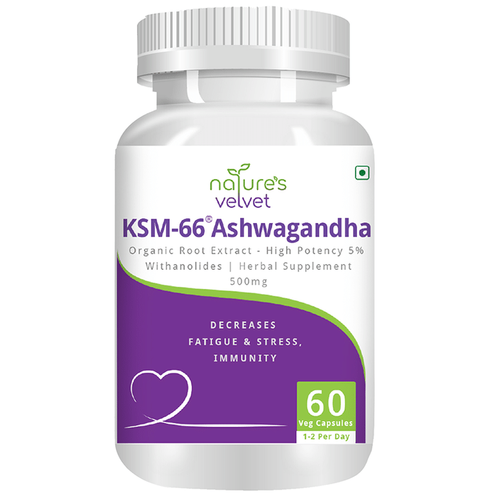 Nature's Velvet KSM-66 Ashwagandha 500mg Veg Capsule