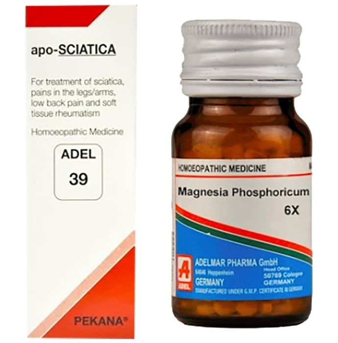 ADEL Anti Sciatica Combo Pack of ADEL 39 Apo-Sciatica Drop 20ml & Magnesia Phosphoricum 20gm Biochemic Tablet 6X