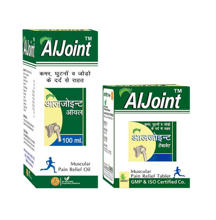 Ambic Combo Pack of AlJoint Muscular Pain Relief Oil 100ml & AlJoint Muscular Pain Relief 60 Tablet