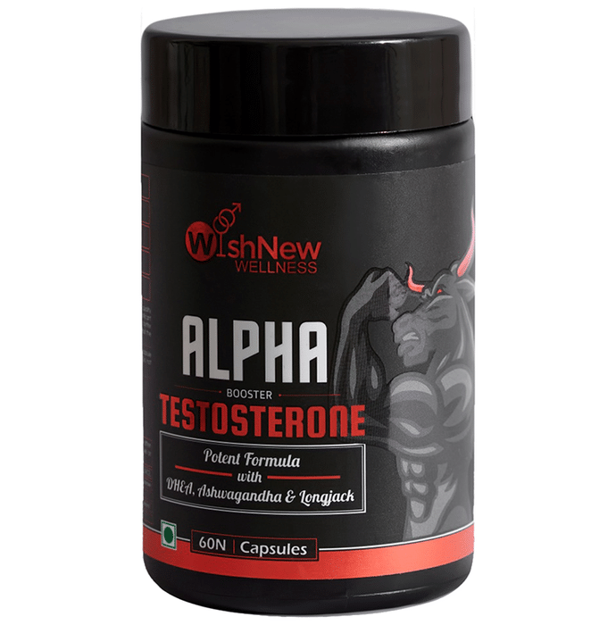 Wishnew Wellness Alpha Testosterone Booster Capsule for Men with DHEA, Ashwagandha & Longjack