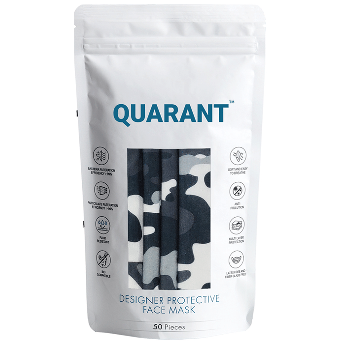 Quarant 4 Ply Designer Protective Face Mask Mask Camo print Black