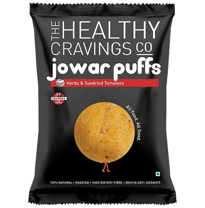 The Healthy Cravings Co Roasted Jowar Puffs (25gm Each) Herbs and Sundried Tomatoes