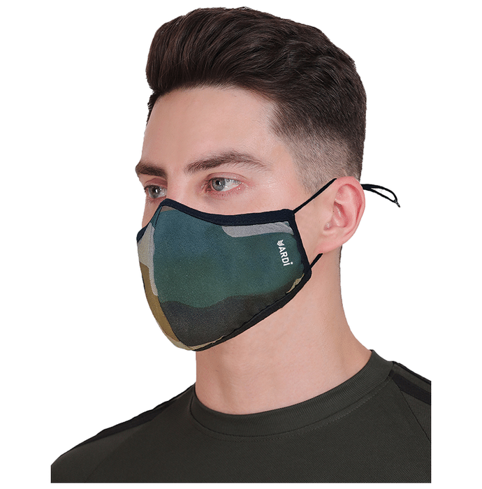 Kawach Reusable & Washable Protective Cotton Vardi Face Mask Free Size Khaki Green