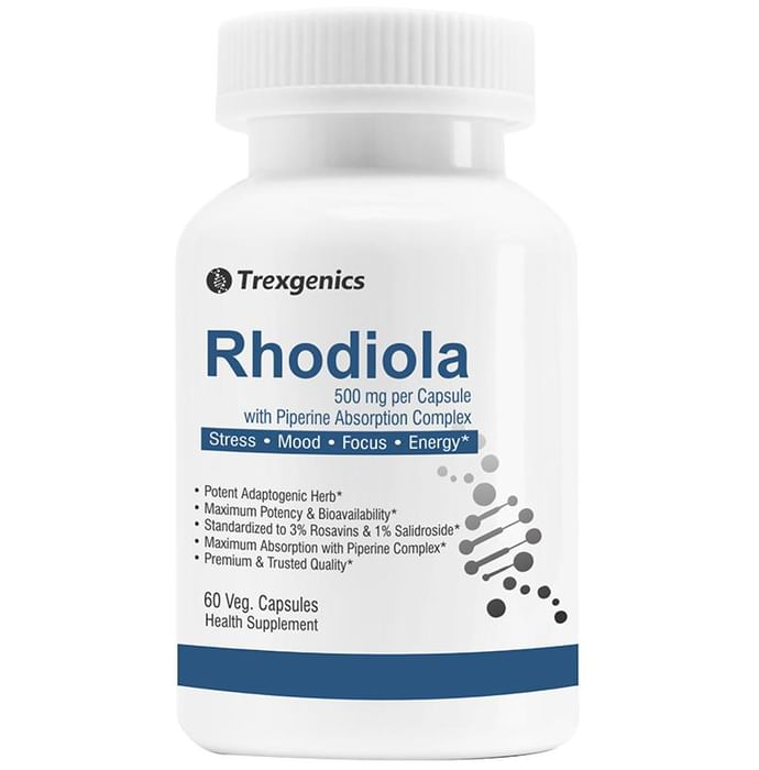 Trexgenics Rhodiola 500mg with Piperine Absorption Complex Veg Capsule