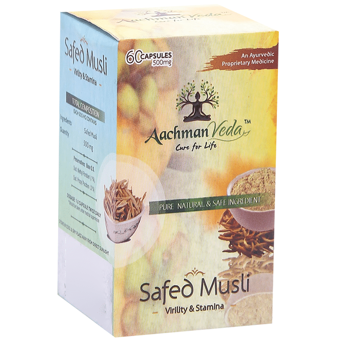Aachman Veda Safed Musli Virility & Stamina Capsule 500mg (60 Each)