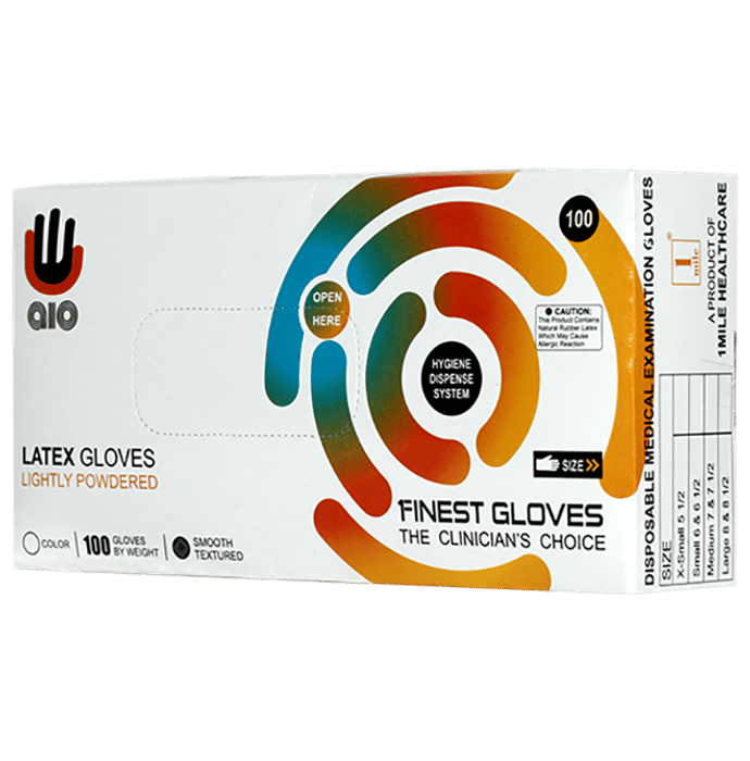 AIO XS White Latex Gloves (Lightly Powdered)
