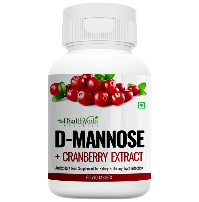 Health Veda Organics D-Mannose + Cranberry Extract Veg Tablet