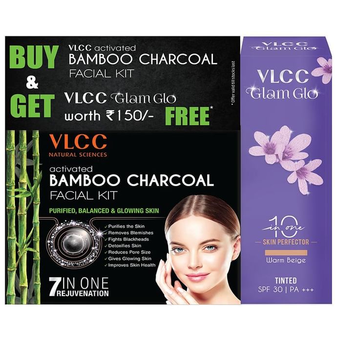 VLCC Natural Sciences Activated Bamboo Charcoal Facial Kit with Glam Glo Free