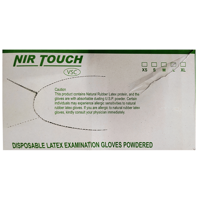 Nir Touch Disposable Latex Examination Gloves Powdered Large