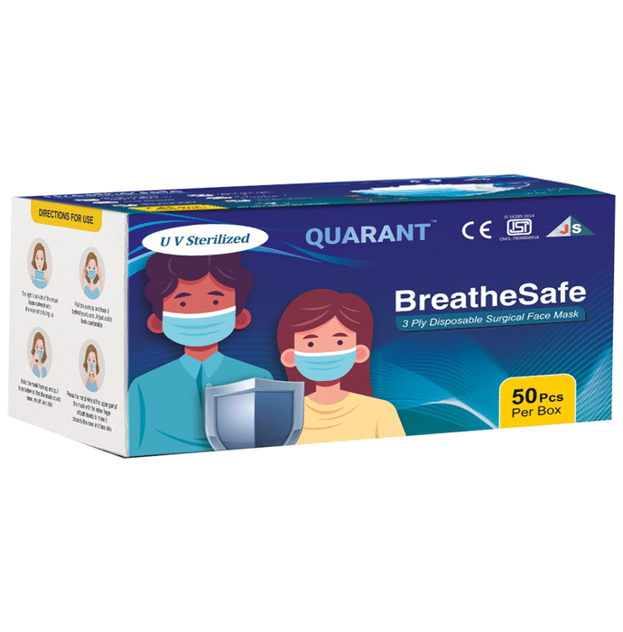 Quarant UV Sterlized Breathe Safe 3 Ply Surgical Face Mask Mask