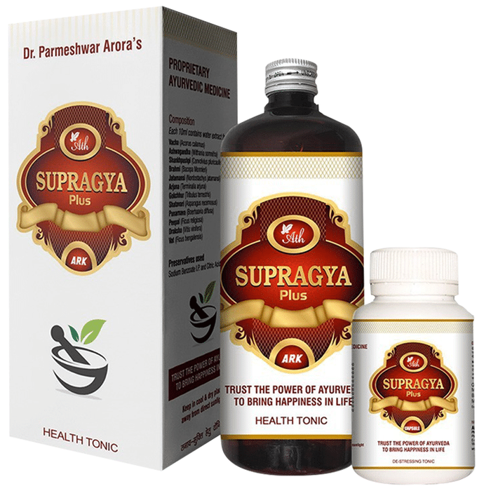 Ath Ayurveda 1 Month Combo Pack of 3 Bottle of Supragya Plus Ark (500ml Each) & Supragya Plus 120 Capsule