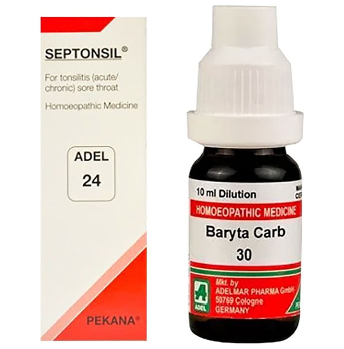 ADEL Anti Tonsilitis Combo Pack of ADEL 24 Septonsil Drop 20ml & Baryta Carb Dilution 30CH 10ml