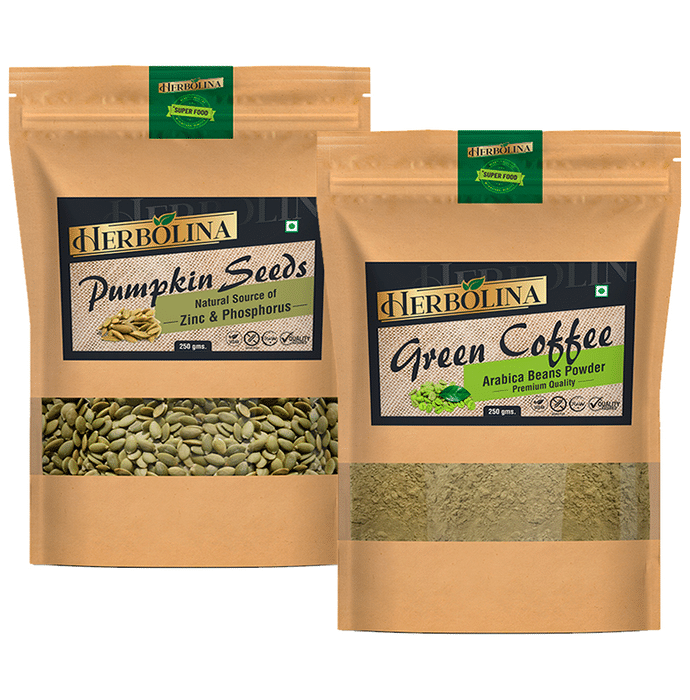 Herbolina Combo Pack of Pumpkin Seeds & Green Coffee Powder (250gm Each)