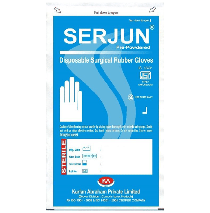 Serjun Sterile Powdered Surgical Pair of Gloves Size 7
