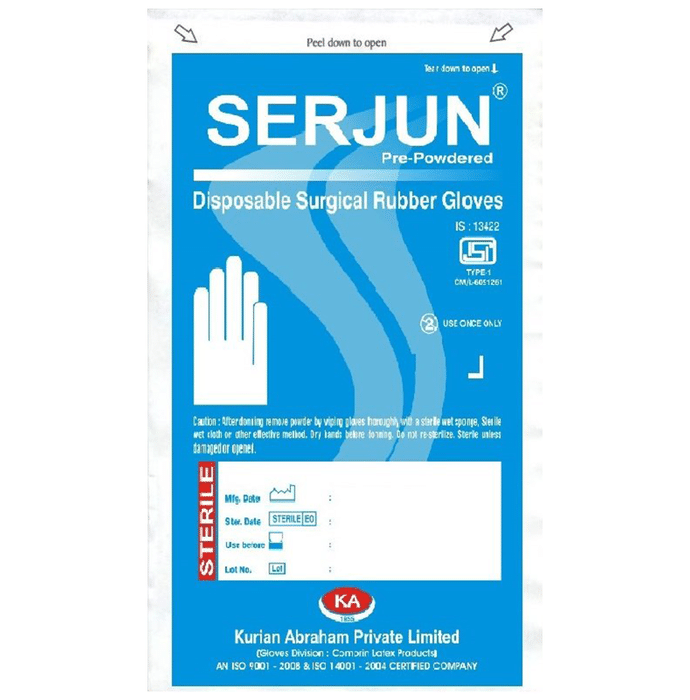 Serjun Sterile Powdered Surgical Pair of Gloves Size 7.5