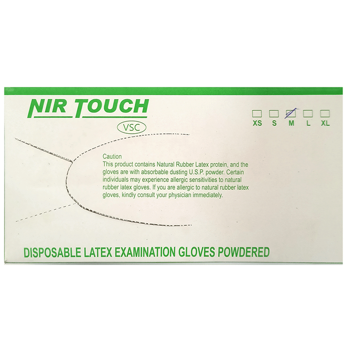 Nir Touch Disposable Latex Examination Gloves Powdered Medium