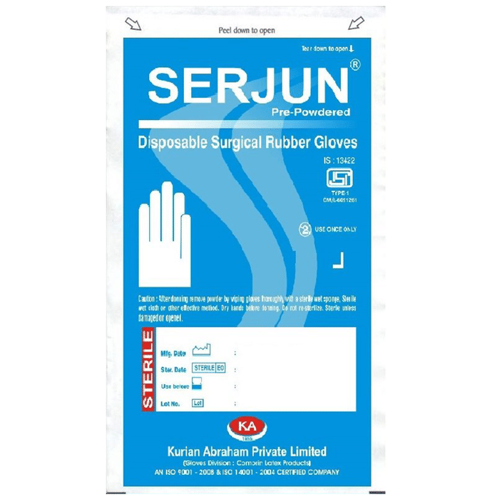 Serjun Sterile Powdered Surgical Pair of Gloves Size 8