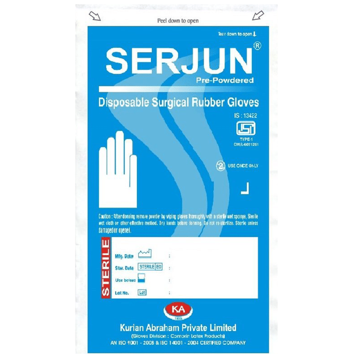 Serjun Sterile Powdered Surgical Pair of Gloves Size 6