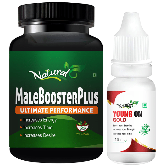 Natural Bottle Combo Pack of Male Booster Plus 60 Capsule & Young On Gold 15ml