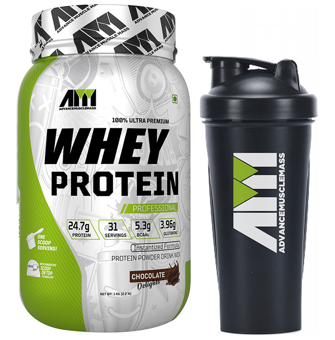 Advance MuscleMass 100% Ultra Premium Whey Protein Powder Chocolate Delight with Shaker 700ml