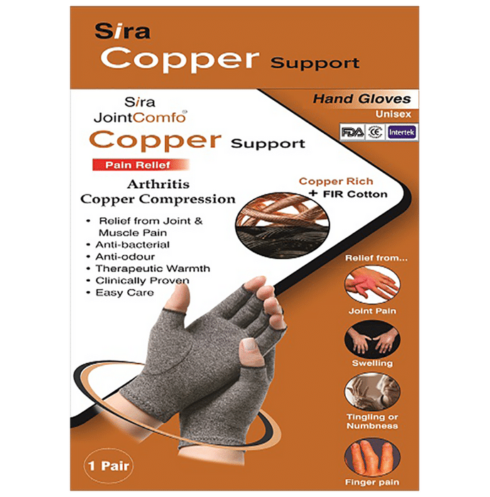 Sira Copper Compression Open Finger Hand Glove Large