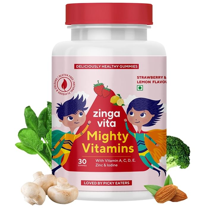 Zingavita Mighty Vitamins Gummies for Kids Strawberry and Lemon