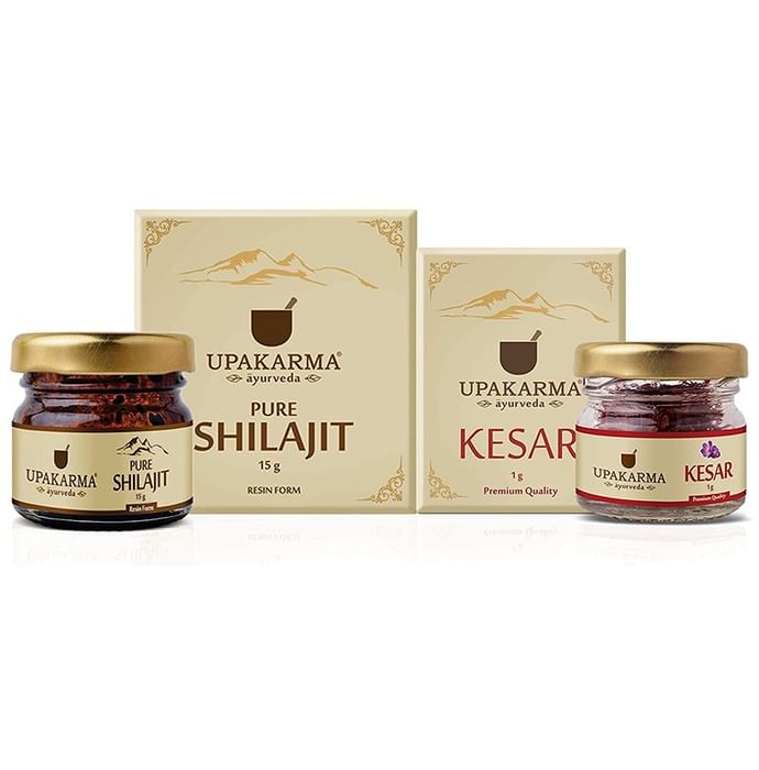 Upakarma Ayurveda Combo Pack of Pure Shilajit 15gm & Kesar 1gm