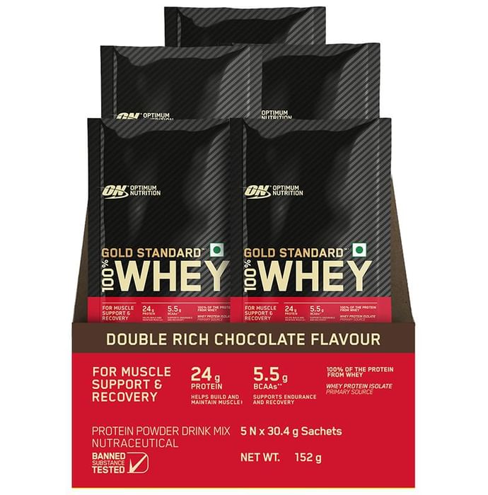 Optimum Nutrition (ON) Gold Standard 100% Whey Protein Isolate Powder (30.4gm Each) Double Rich Chocolate