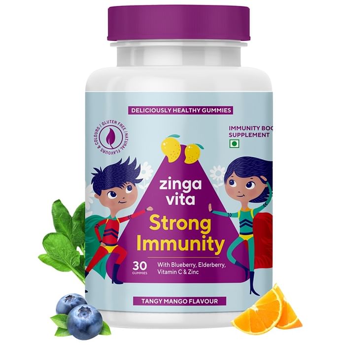 Zingavita Strong Immunity Multivitamin Gummies for kids (with Blueberry & Elderberry) Tangy Mango
