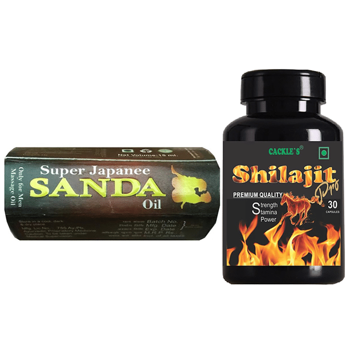 Cackle's Combo Pack of Super Japanee Sanda Oil 15ml & Shilajit Pro 30 Capsule