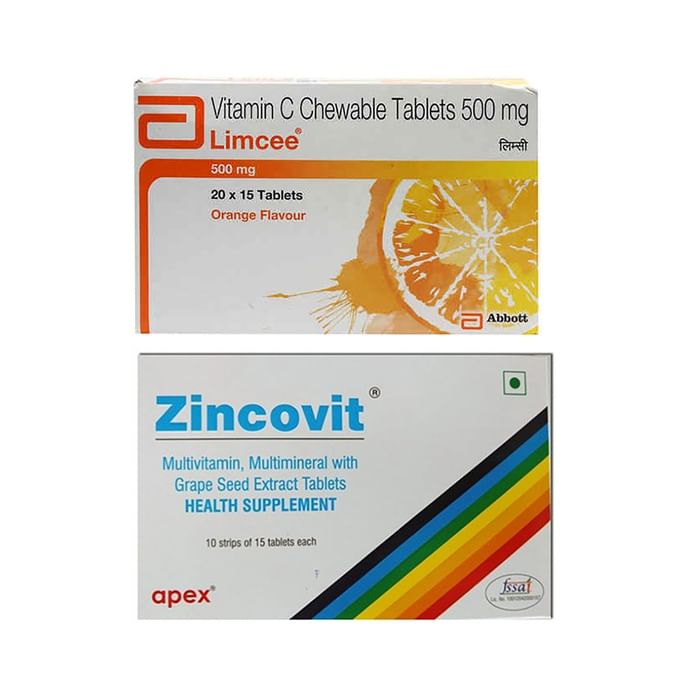 Combo Pack of Zincovit Tablet & Limcee Chewable Tablet Orange (15 Each)