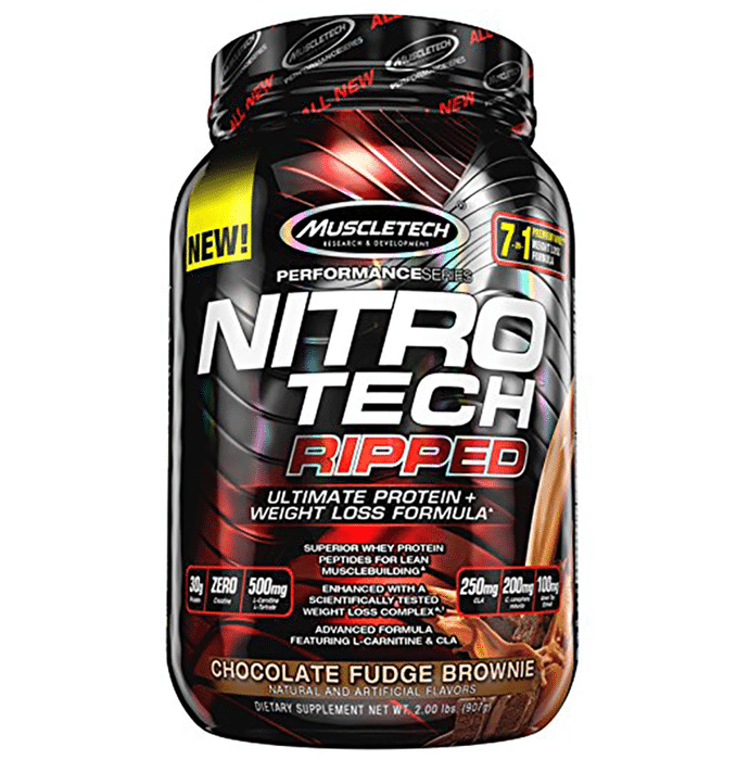 Muscletech Performance Series Nitro Tech Ripped Ultimate Protein+Weight Loss Formula Chocolate Fudge Brownie