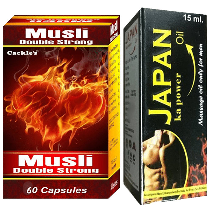Cackle's Combo Pack of Japan Ka Power Oil 15ml & Musli Double Strong 60 Capsule