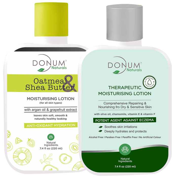 Donum Naturals Combo Pack of Oatmeal & Shea Butter Moisturising Lotion and Therapeutic Moisturizing Lotion